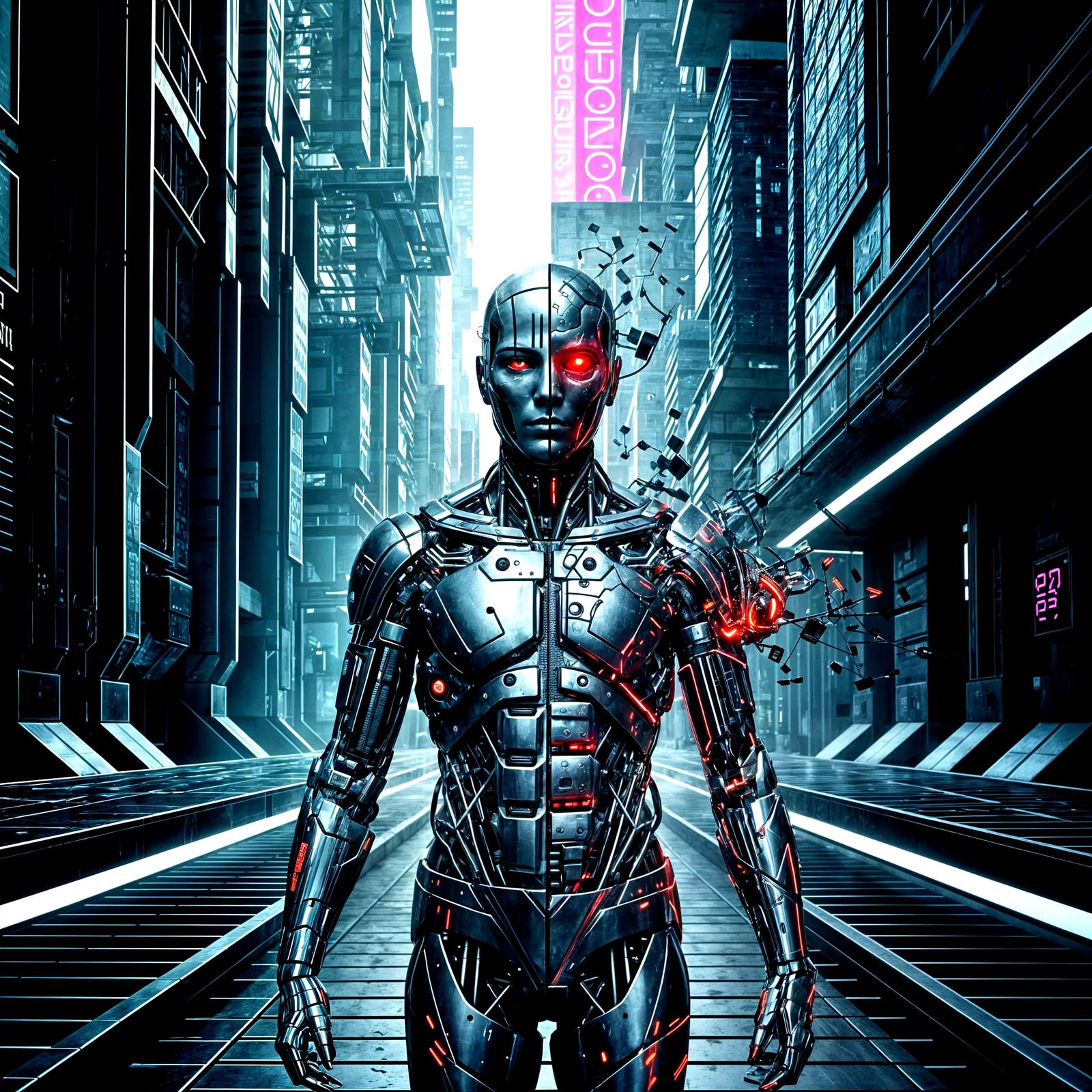 Cybernetic Bipolar Opposites in Cyberpunk Style