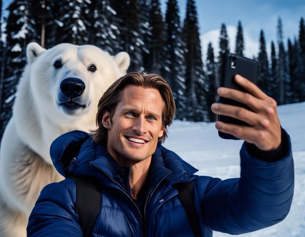 Alexander Skarsgard Selfie with Polar Bear