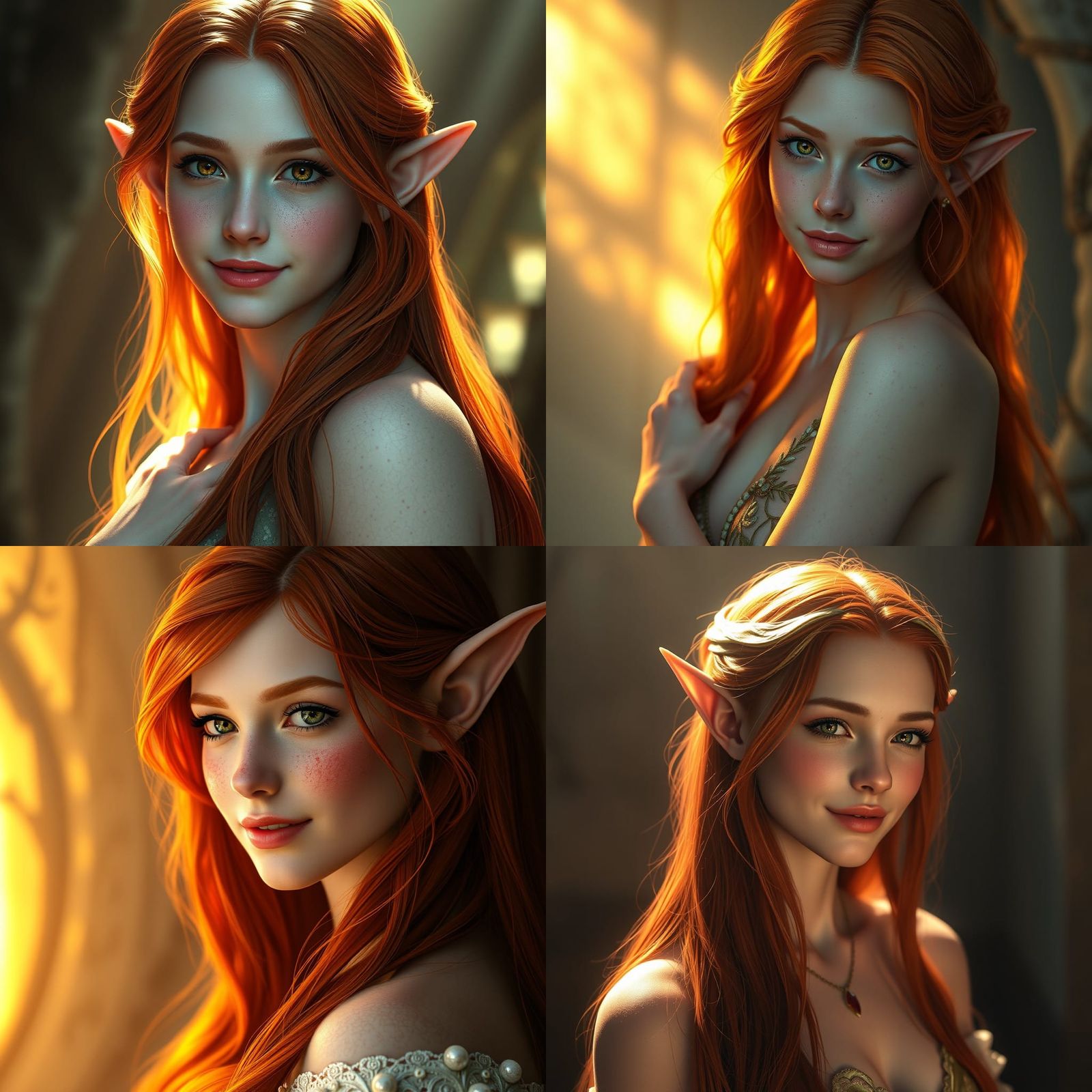 Ethereal Elf Maiden Portrait in Art Nouveau Style