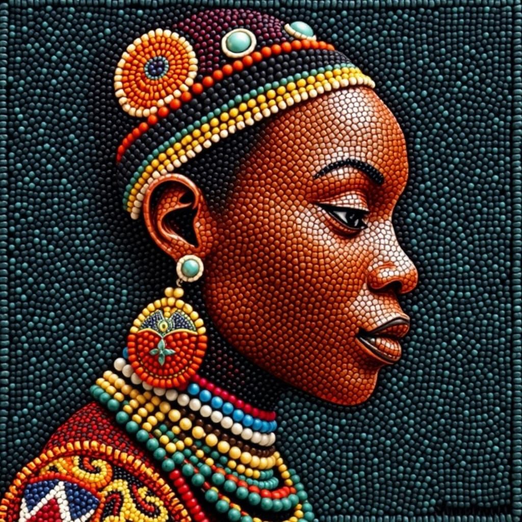 Fantasy Portrait Inspired by Bead and Khokhloma Art