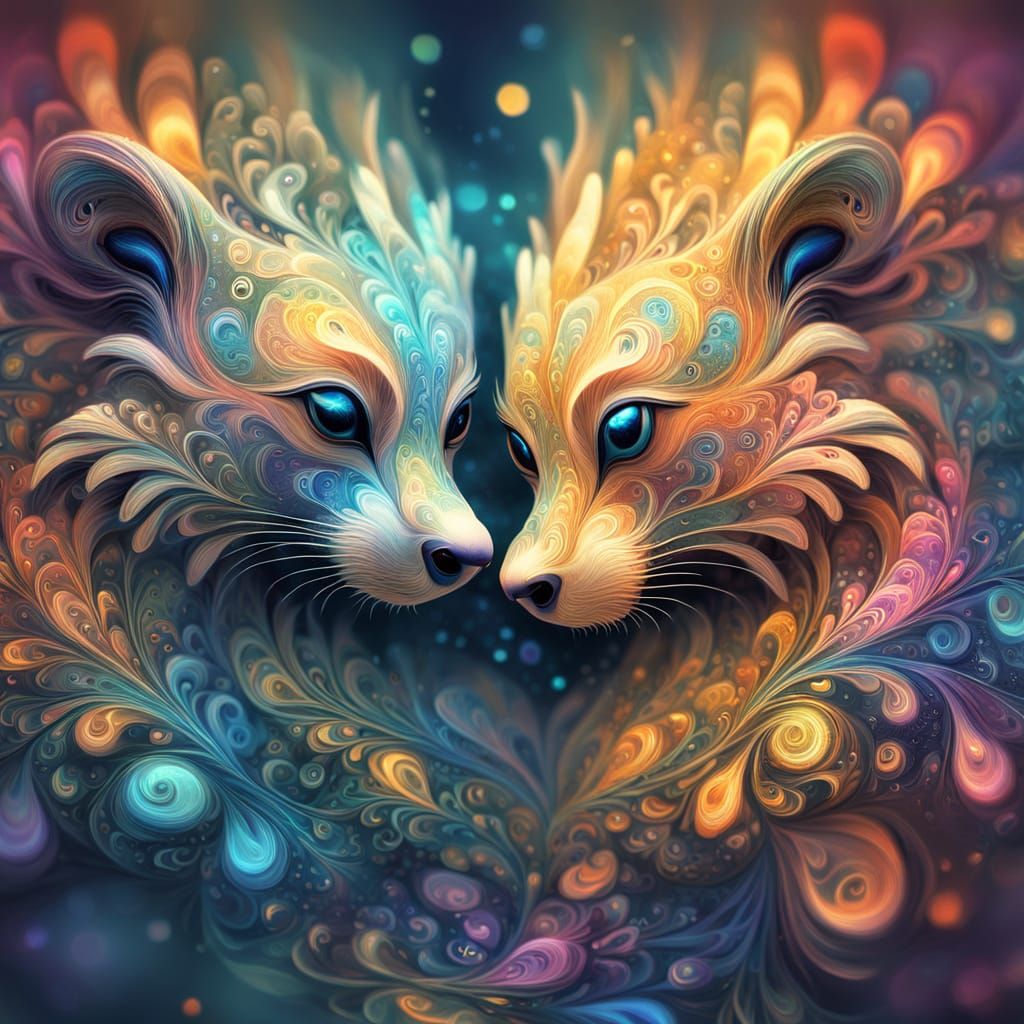 Fractal Art Reveals Cute Animal Faces with Vibrant Gradients