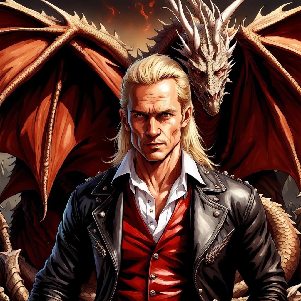 Dragon and Man Fantasy Art in 32k Resolution