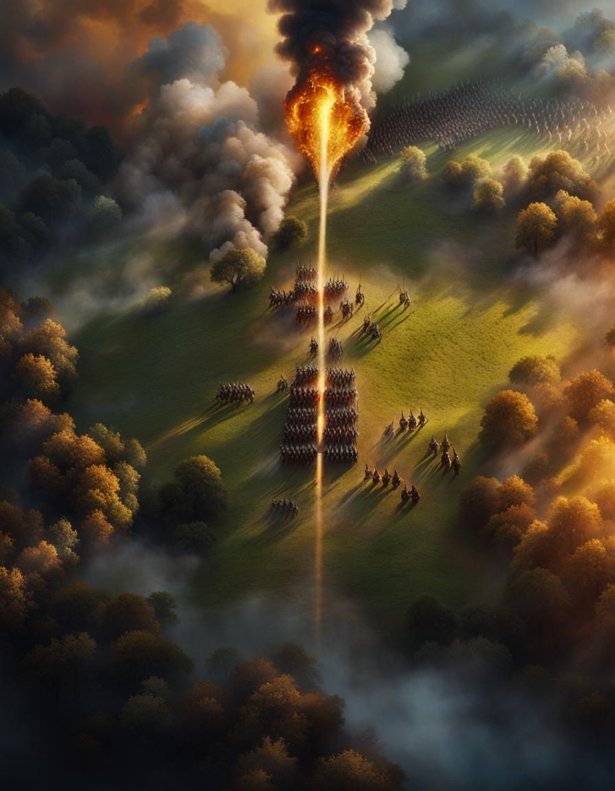 Medieval Battle Scene in Chiaroscuro Lighting