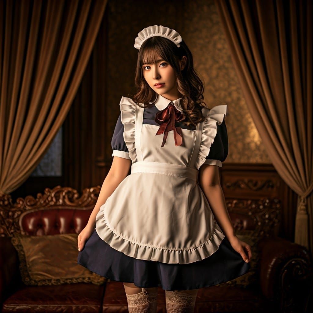 Enigmatic Maid Captured in Elegant 35mm Still