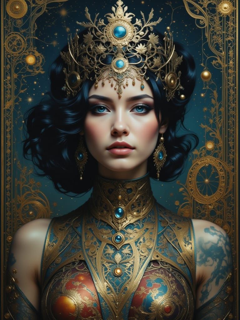 Celestial Woman Portrait in Digital Art Style