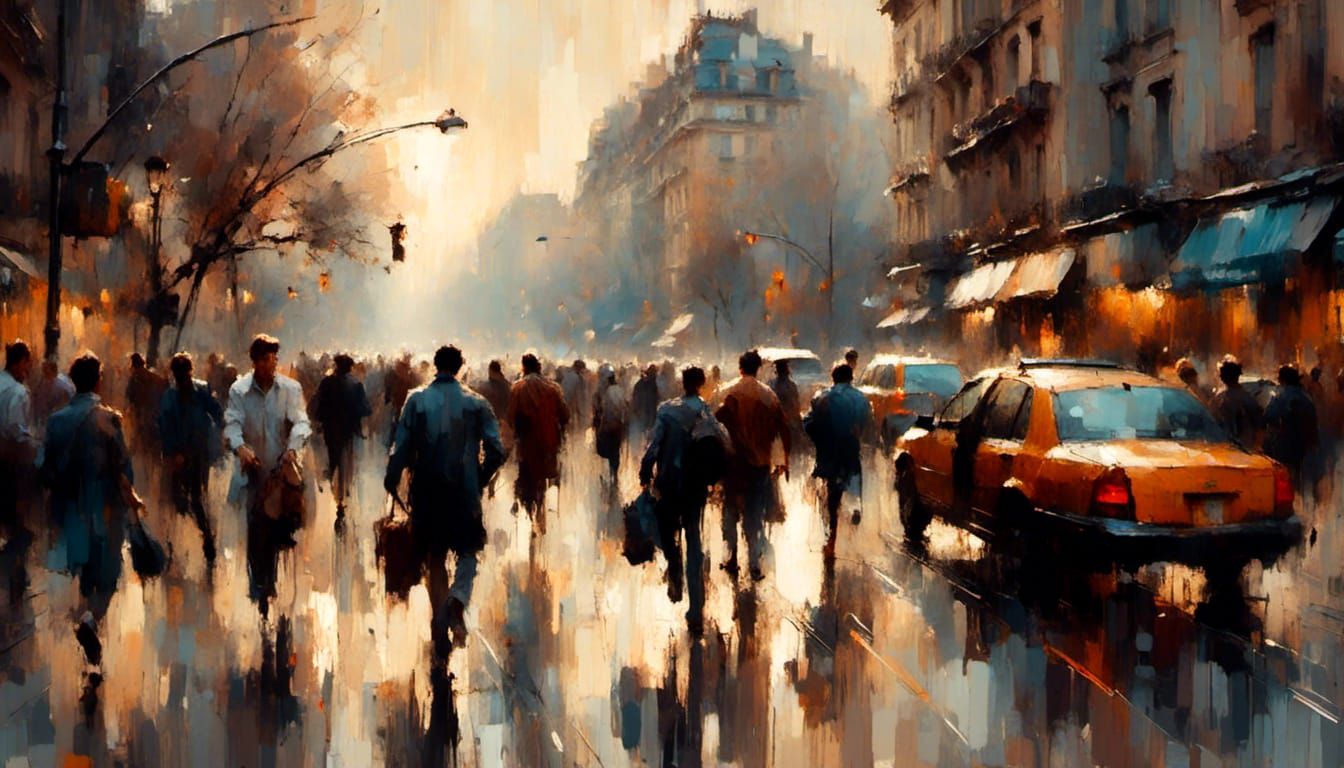 Energetic Rush Hour Street Scene