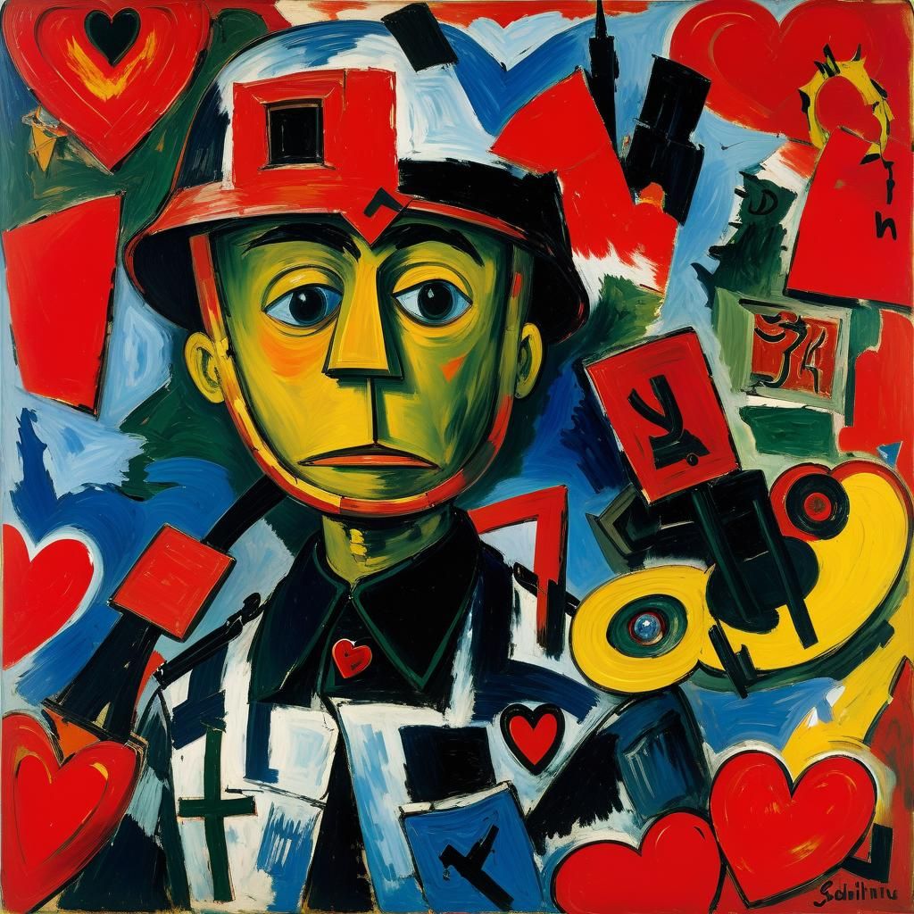 Bolshevik on Armored Car: Miró and Soutine Inspired