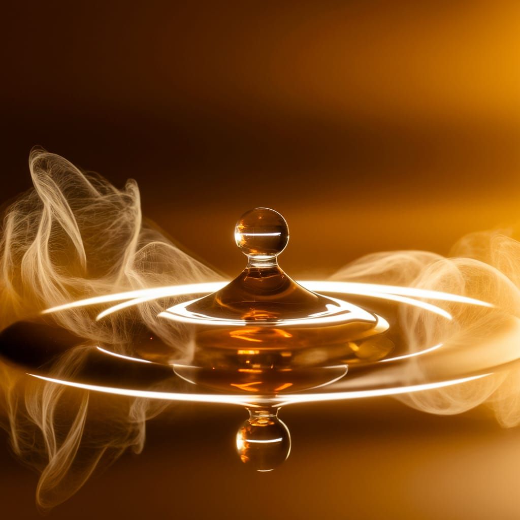 Mercury Droplet with Potassium Vapor, Warmly Lit