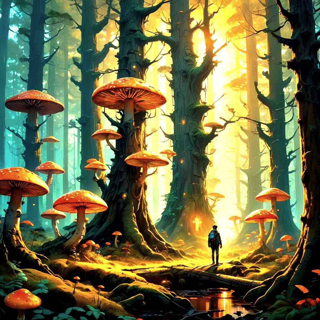 Detailed Mushroom Forest in Fantasy Concept Art Style