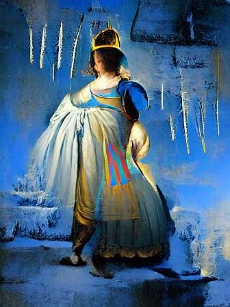 Snow Queen Silhouette in Vaudeville Art Style