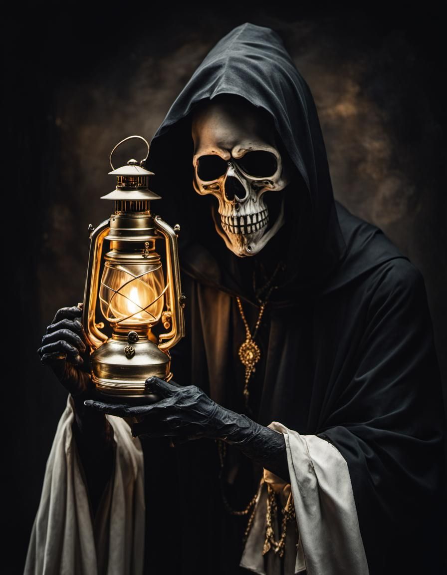Glamorous Grim Reaper Portrait with Souls