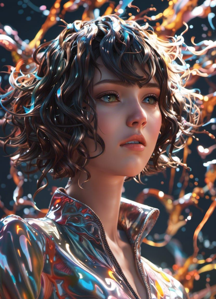 Anime Girl in Abstract Expressionist Style