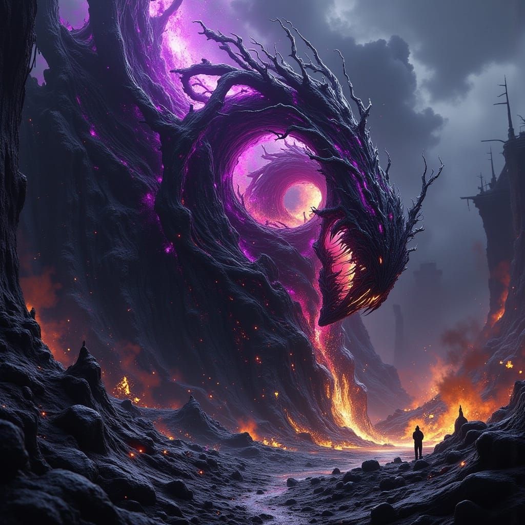 Dark Fantasy Armageddon Concept Art in Oil Paint Style