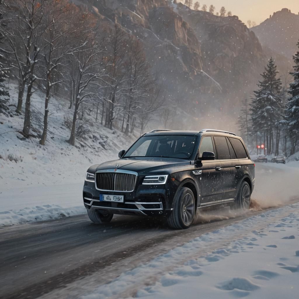Hongqi LS7 SUV in Snowy Valley, Visceral Street Art