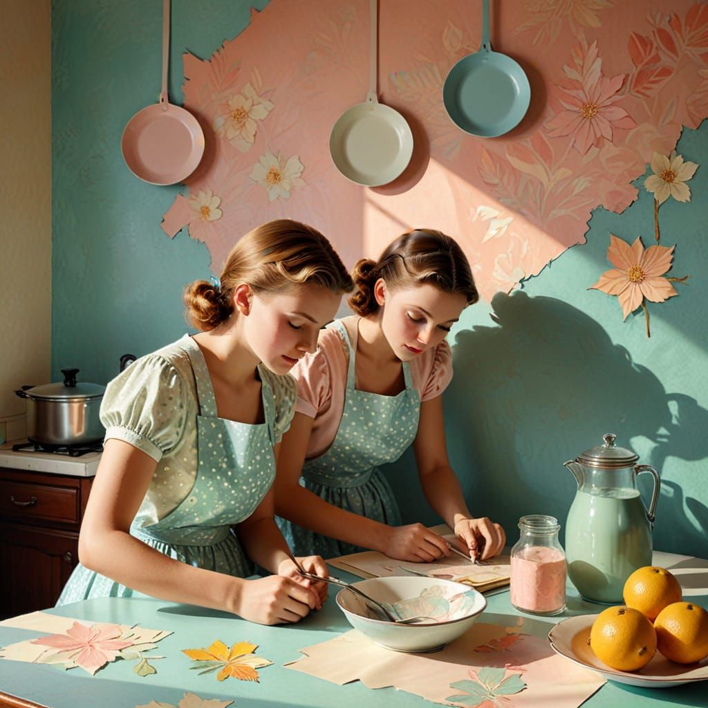 Vintage Magazine Style Kitchen Scene