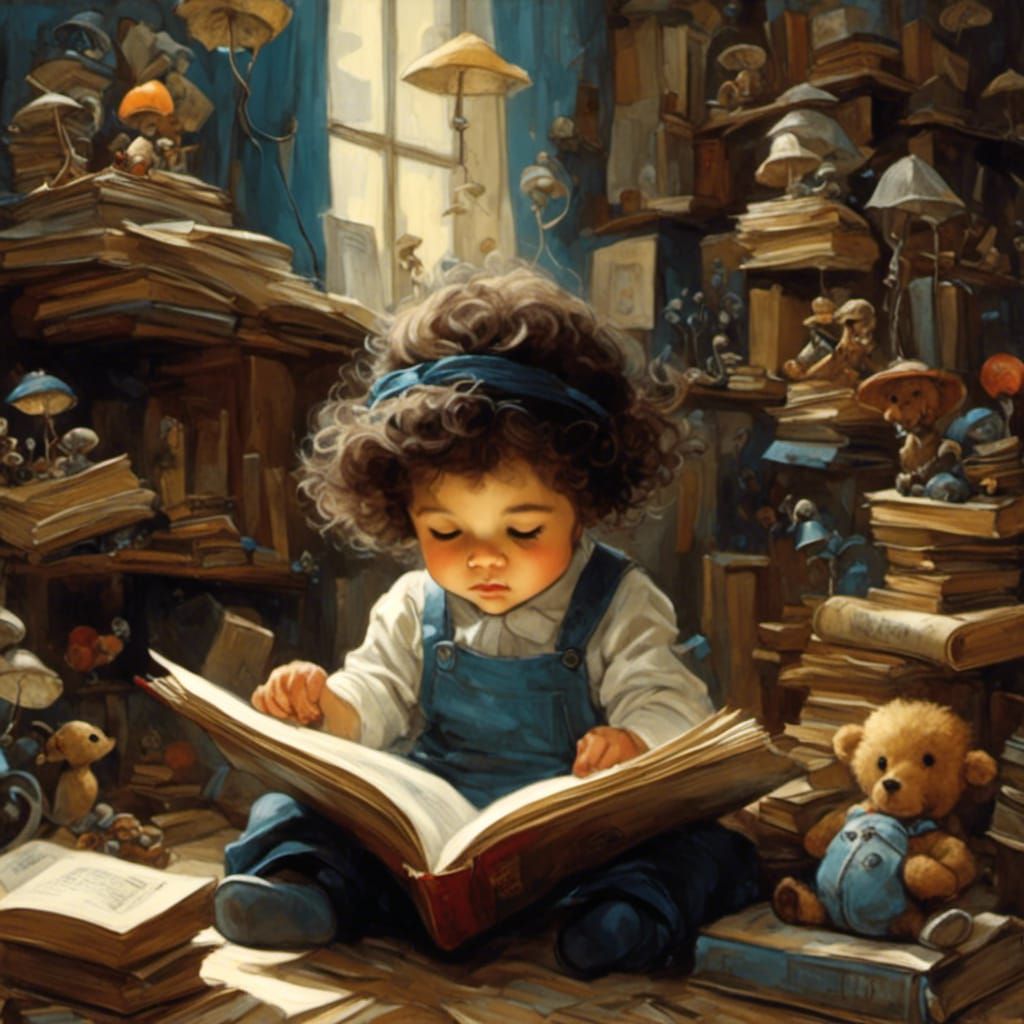 Toddler Lost in a Book