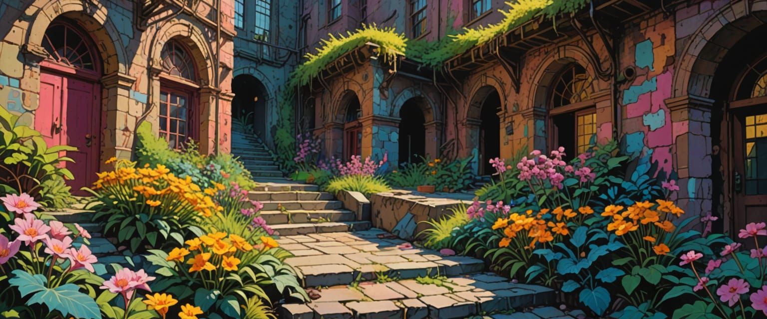 Industrial Wasteland Factory in Comic Book Style