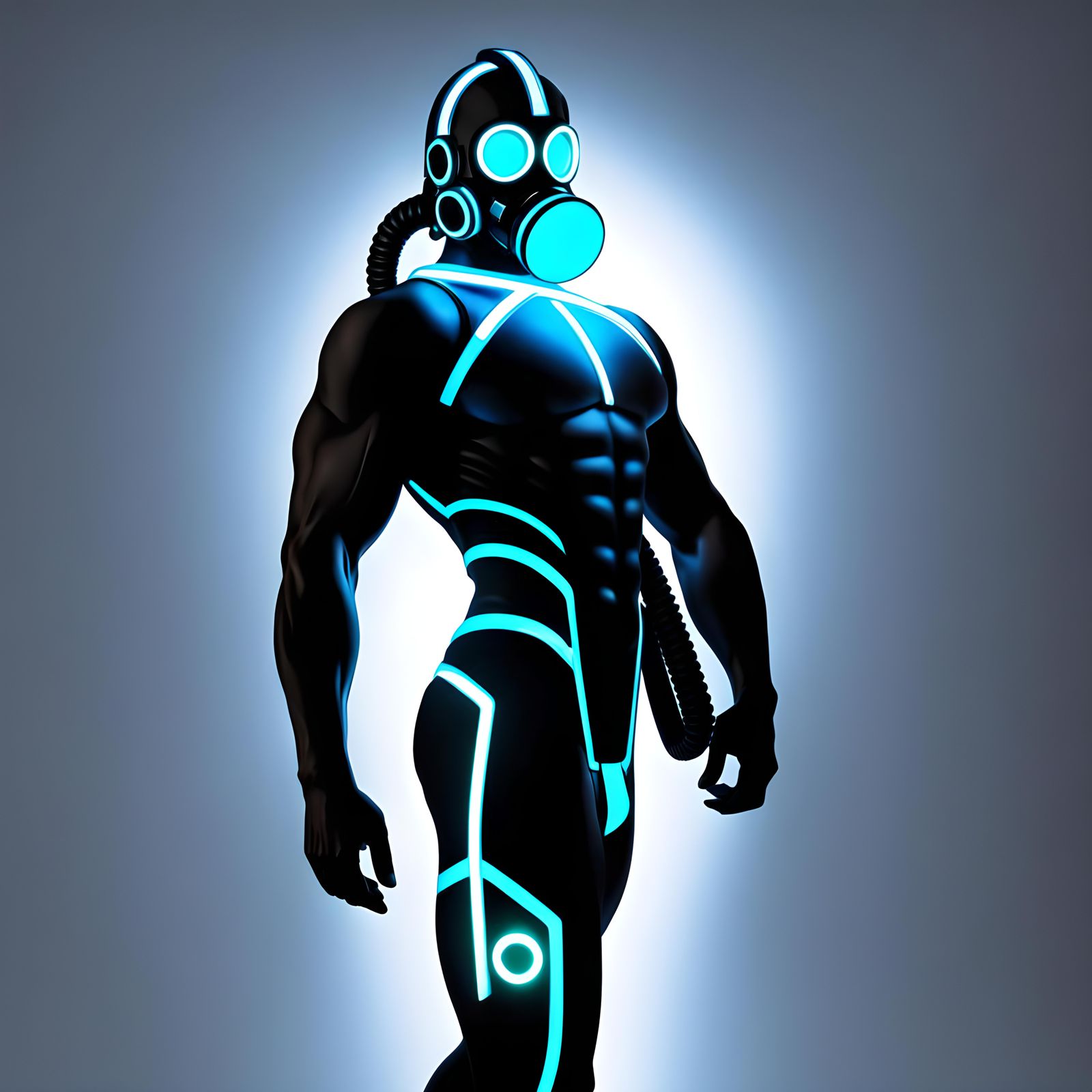 Futuristic Hunk in Gas Mask Fashion Portrait
