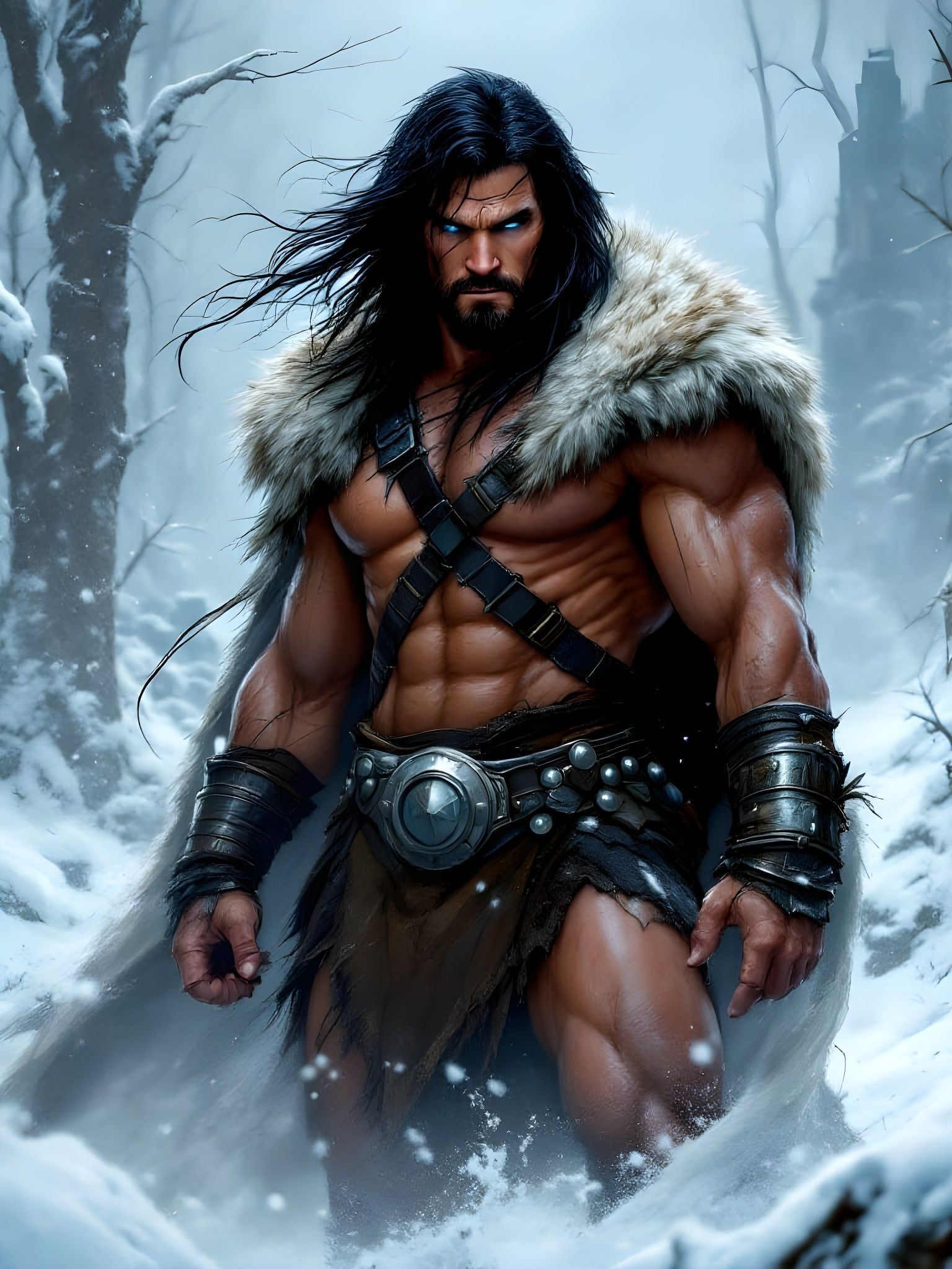 Conan Battles in Apocalyptic Ice Forest