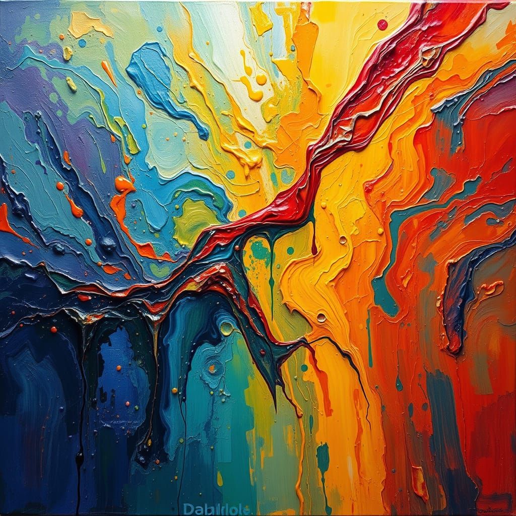 Expressive Oil Painting of a Chaotic Whirlwind