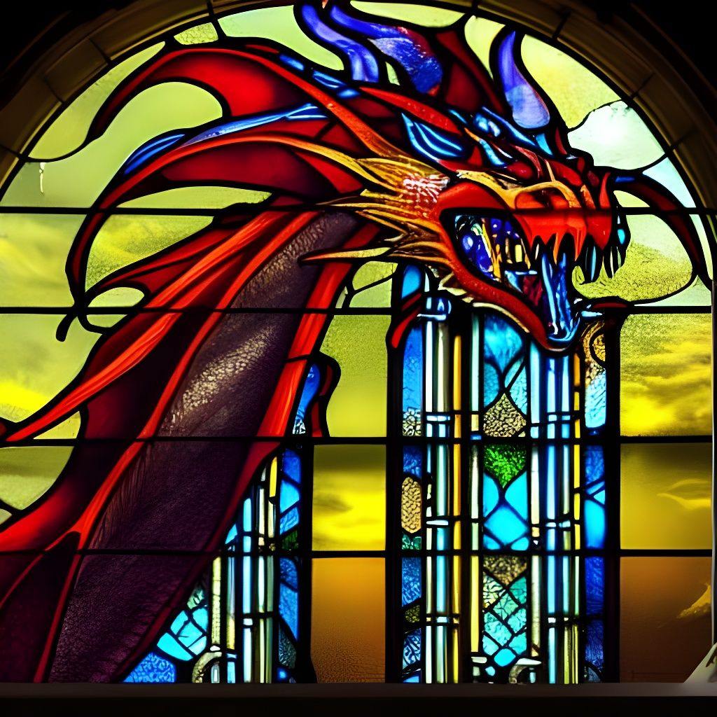 Epic Fire Dragon in Stained Glass
