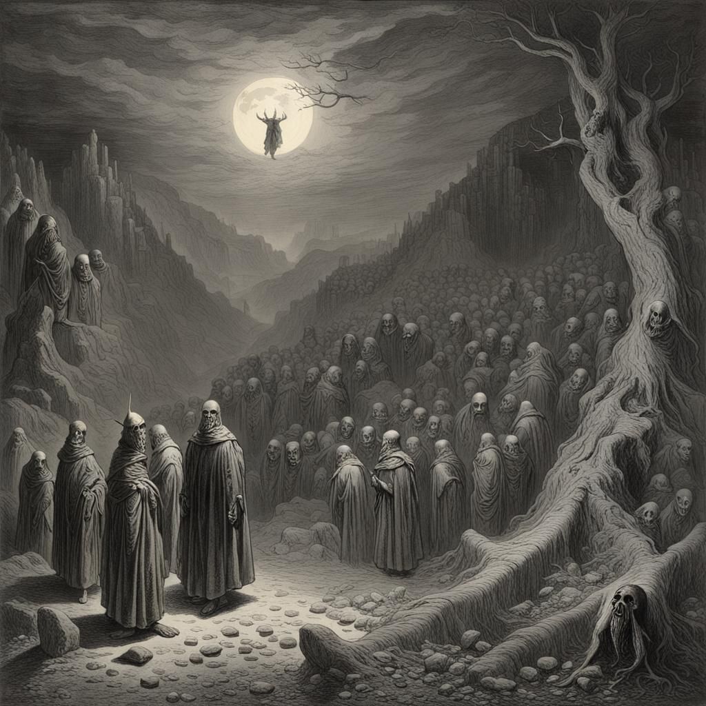 Horrifying Wendigo in Gothic Horror Style