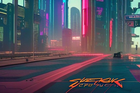 Cyberpunk Neon Cityscape with Traffic and Pollution