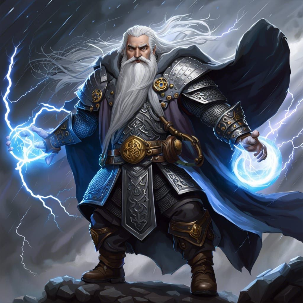 D&D Dwarf Cleric Casting Thunder Spell