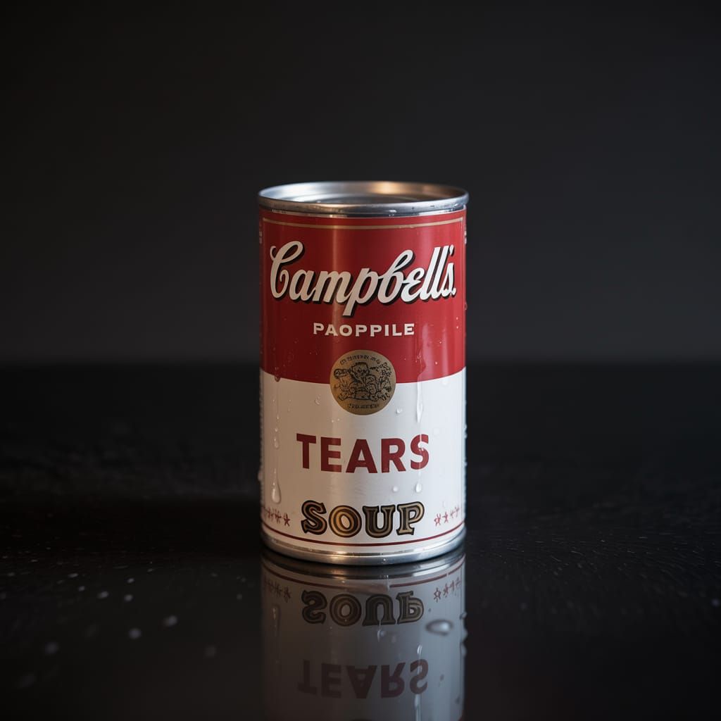 Campbell's Soup Can Labeled Tears in Studio Photo