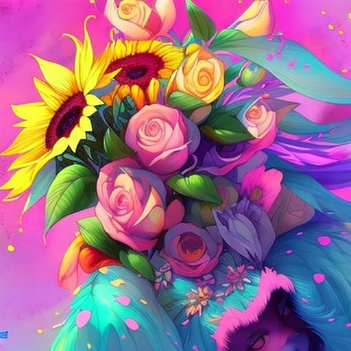 Sunflowers and Roses