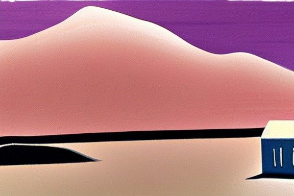 Desert Building: Gouache Painting from 1974