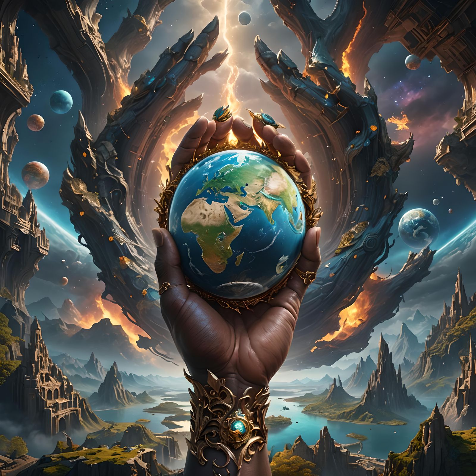 God's Hand Holds World: Fantasy Concept Art