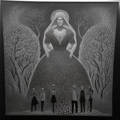 Charitable Group Portrait in WARM Kinetic Pointillism Style