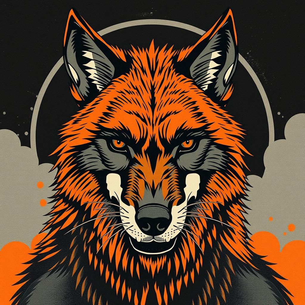 Werewolf Portrait in a Surreal Vintage Collage