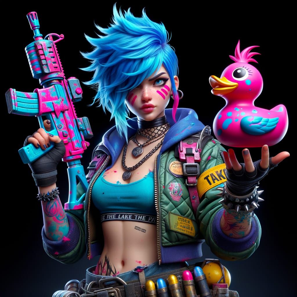 Jinx from league of legends arcane  throws graffiti painted ...