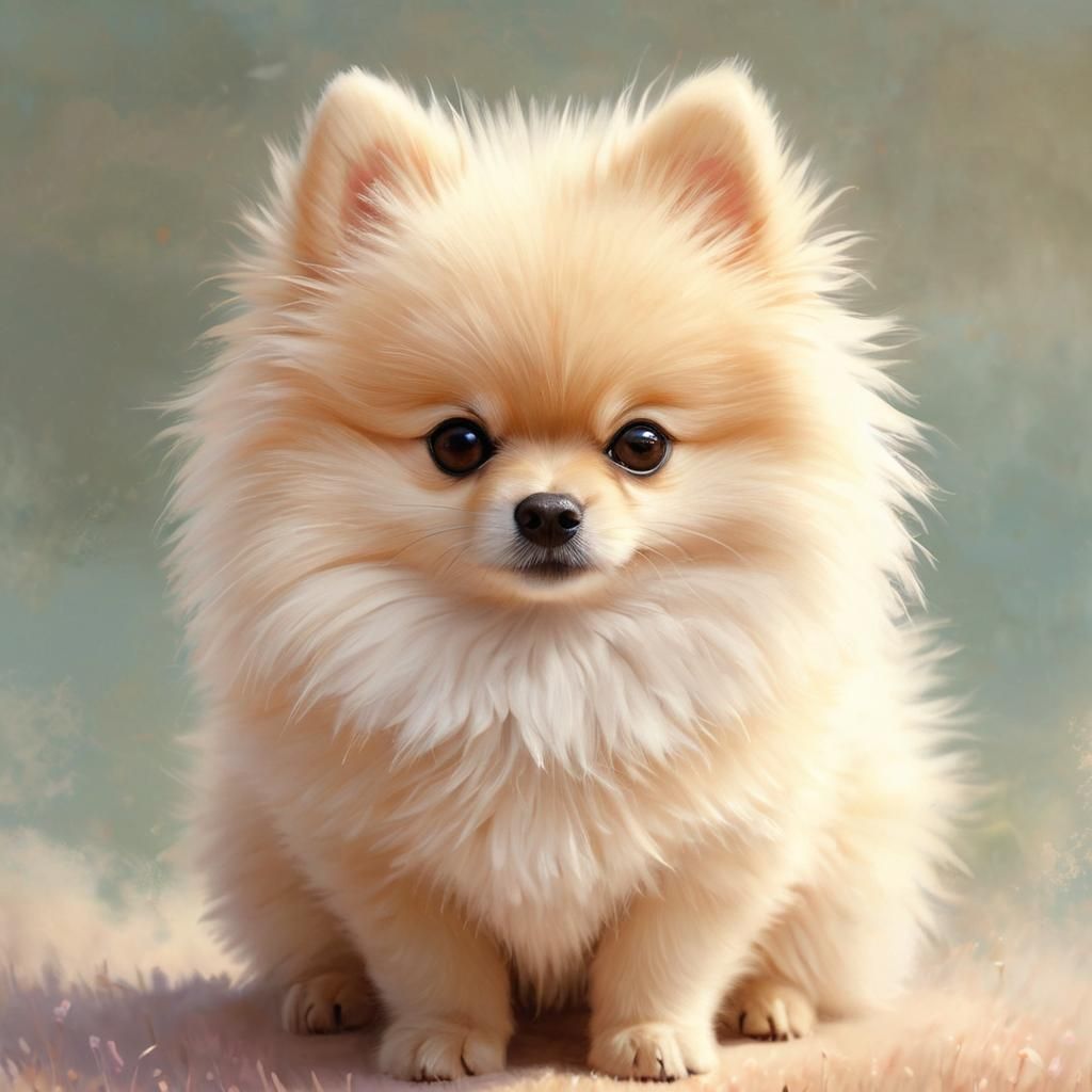 German Spitz Puppy in Pastel Digital Painting