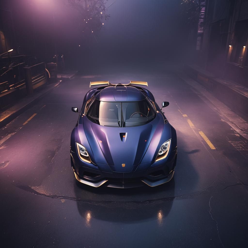 Luxurious Navy Koenigsegg Regera in Dark Fantasy Style