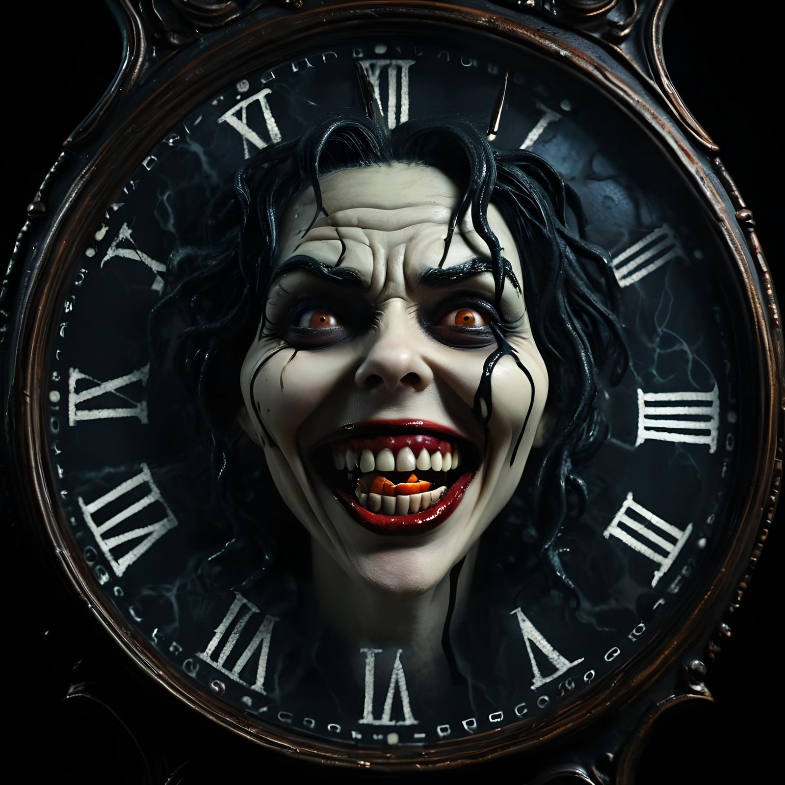Melting Witch Face Clock with Roman Numerals