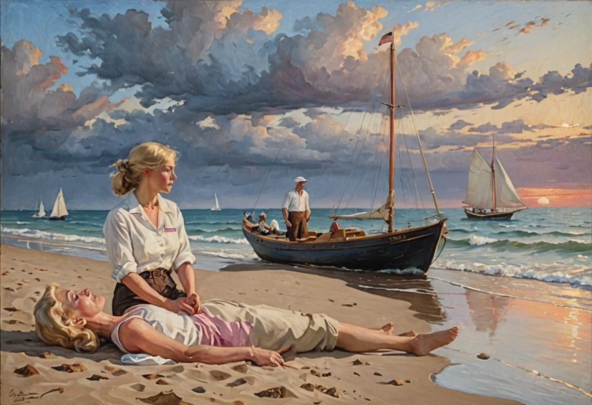 Seaman and Marilyn on the Beach