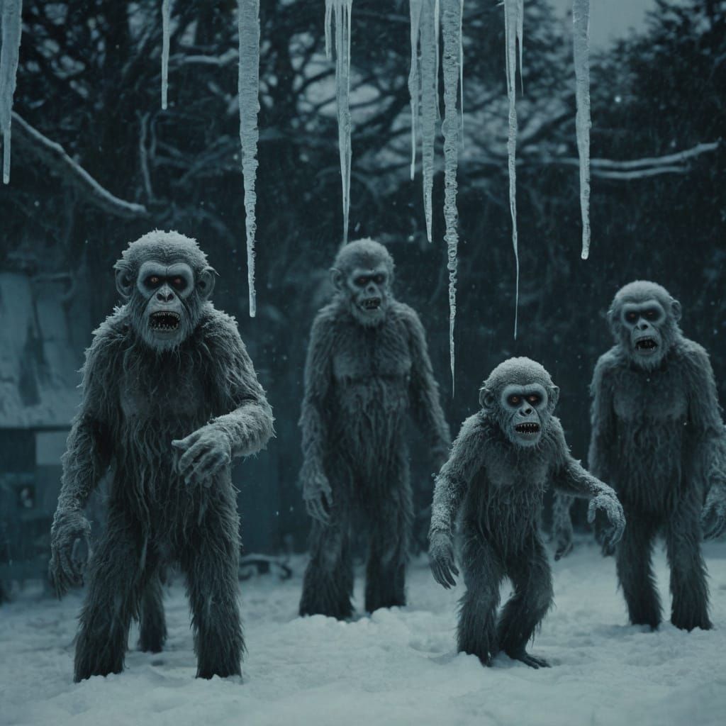 Surreal Horror Masterpiece: Zombie Clowns Freeze in the Snow