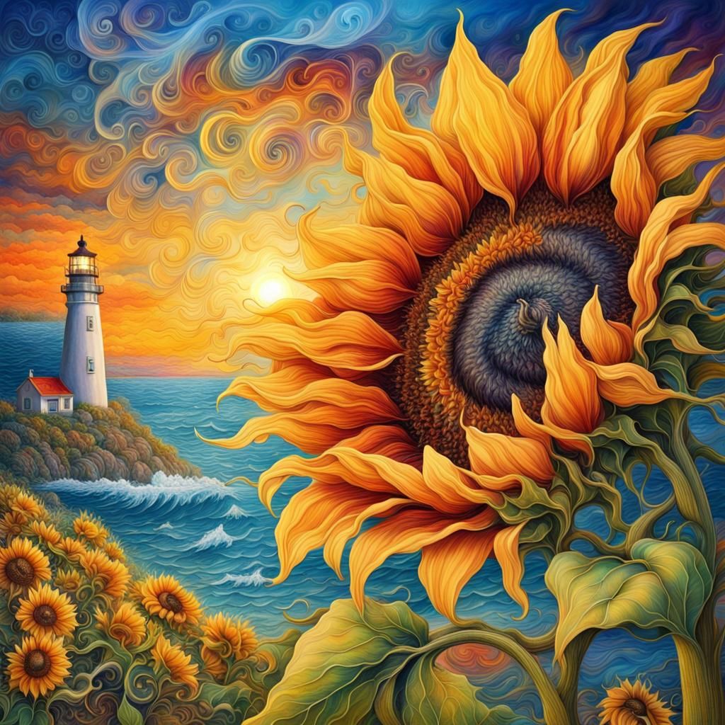 Sunflowers by the Ocean