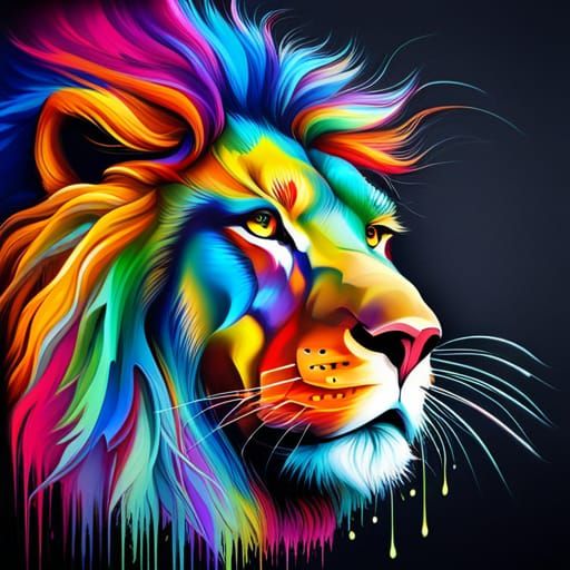 Majestic Lion in Graffiti Splash Art Style