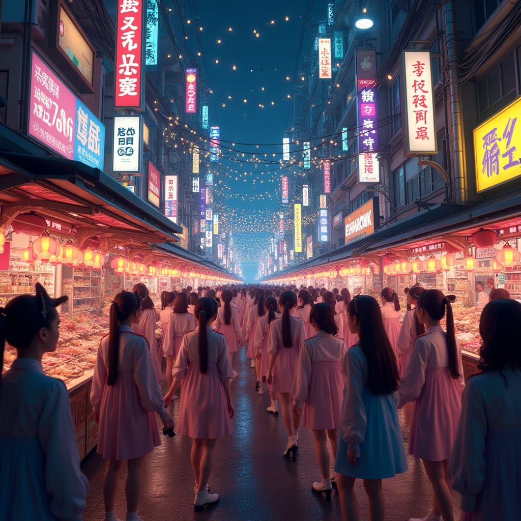 Futuristic Tokyo Night Market in Neon Paradise