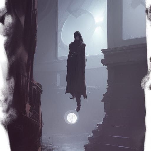 Sinister Watcher in Shadows: Fantasy Art