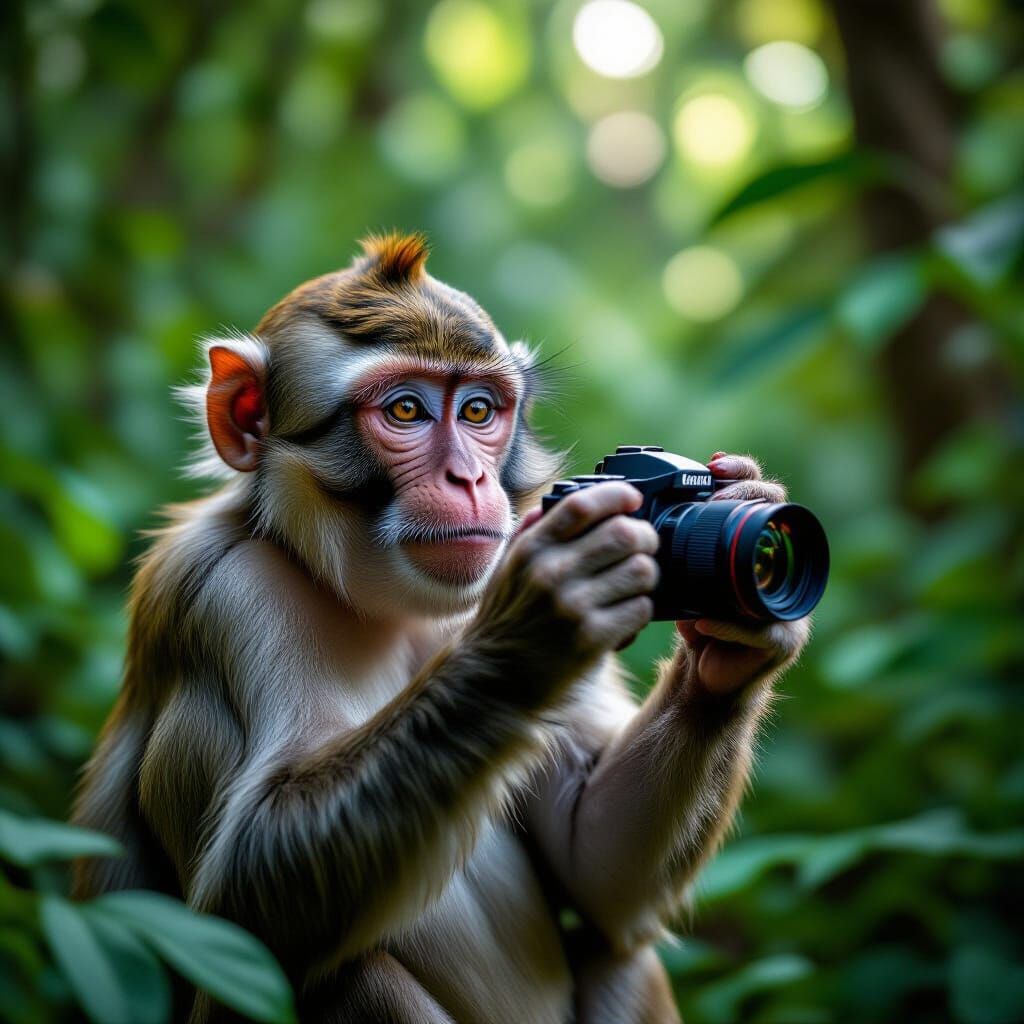 Monkey's Jungle Selfie: Modern Wildlife Photography