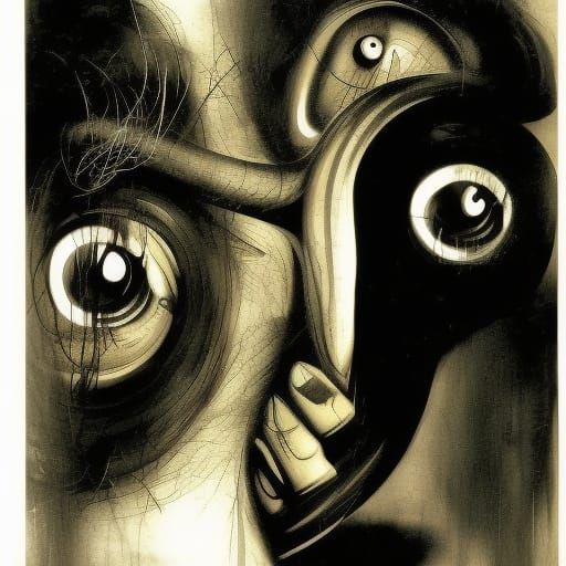Surreal Eyes and Sockets in Mixed-Media Style