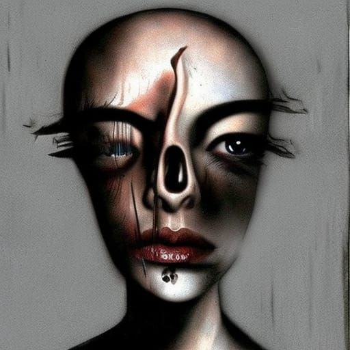 Surreal Eyes and Sockets in Mixed Media Style