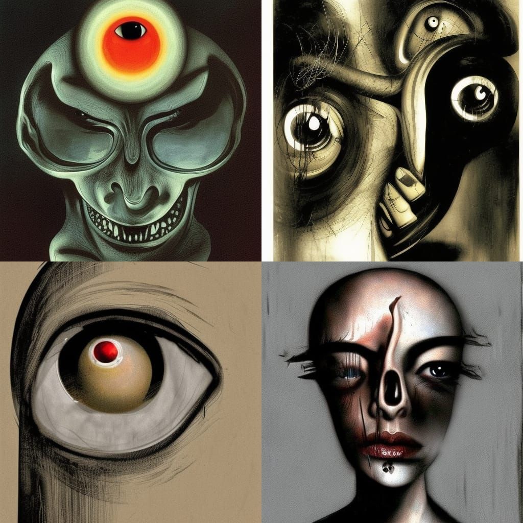 Surreal Eyes and Sockets in Mixed-Media Collage Style