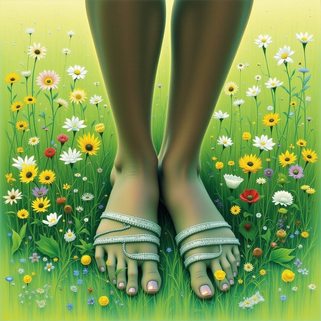 Barefoot in the Grass: Impressionistic Turquoise and Green