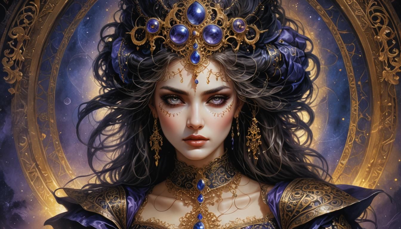 Elegant Gothic Baroque Woman in Digital Painting Style